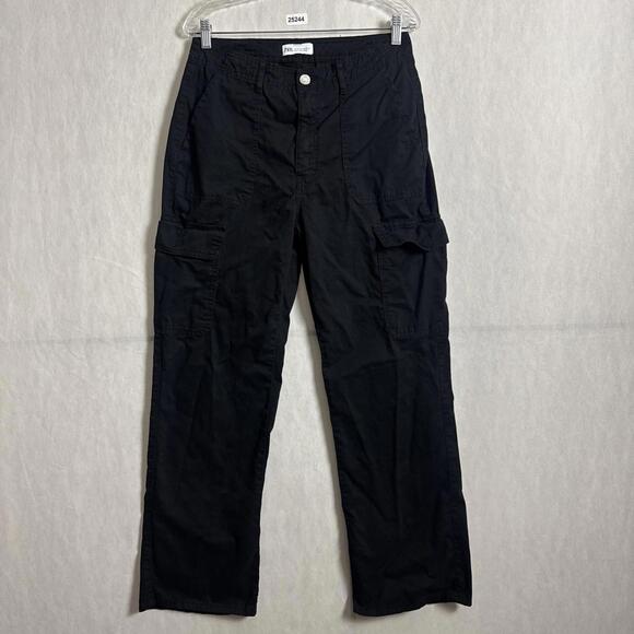 Zara Pants - Zara Women's Size 8 Black No Stretch Relaxed Straight Leg Cargo Pants